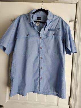 Patagonia Men’s Light Blue Short-Sleeve Button-Up Shirt - New Belgium Patch